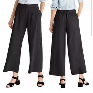 J.Crew 365 Crepe Wide-Leg Cropped Pants Black 4